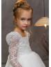 Square Neck Sparkly Lace Tulle Ankle Length Flower Girl Dress